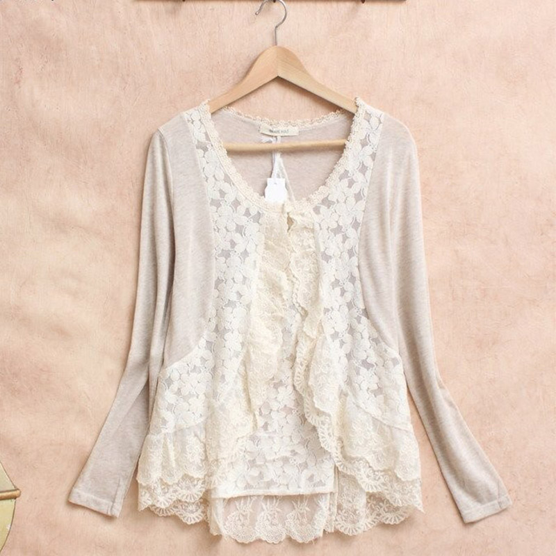 Embroidery Cardigan - Musim Semi Mori Gadis Manis Kemeja