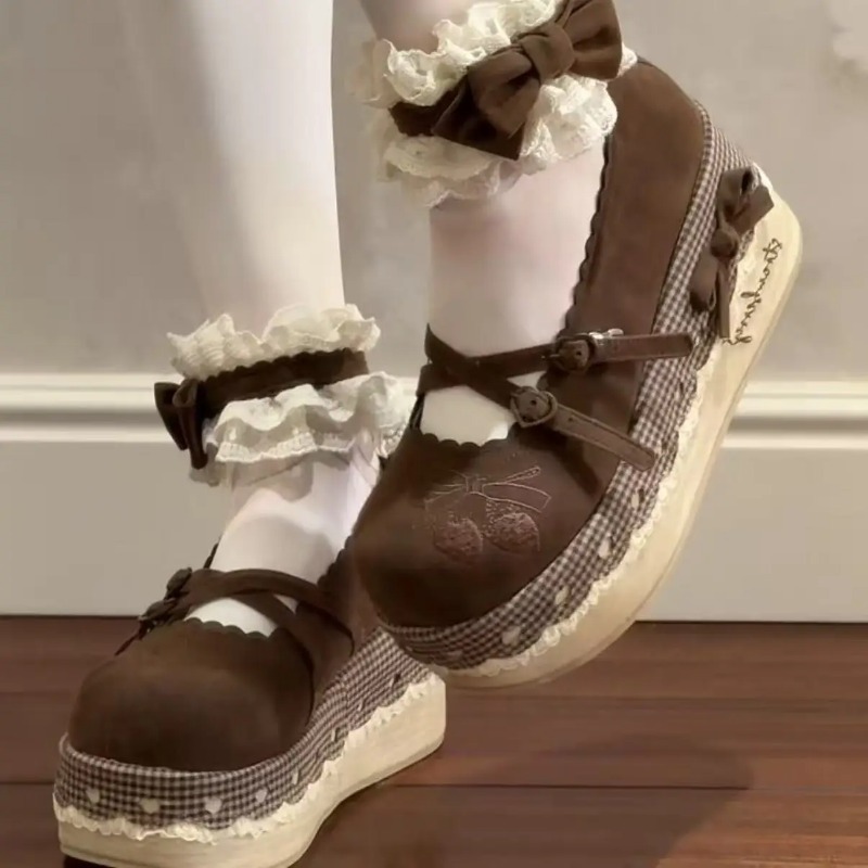 Embroidery Canvas - Sepatu Lolita High Heels Penambah Tinggi