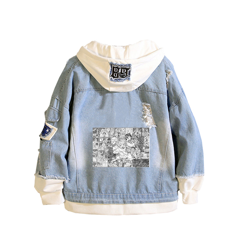 Embroidery Jacket Jeans - Jaket Jeans Anime Neverland yang Dijanjikan