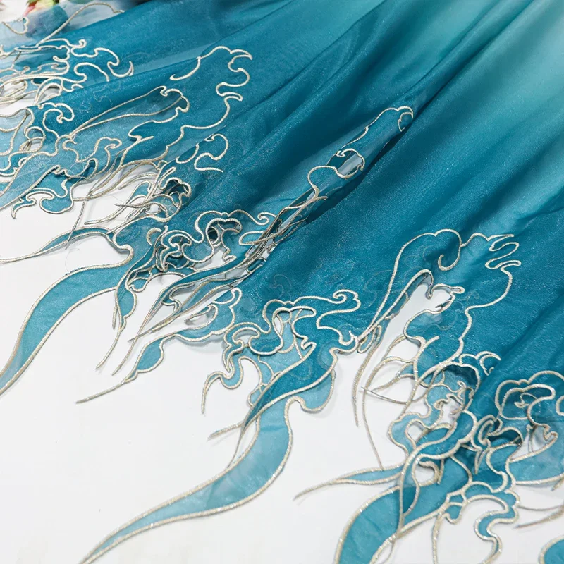 Embroidery Diy - Kain Gradasi Daun Teratai Bordir Gaya