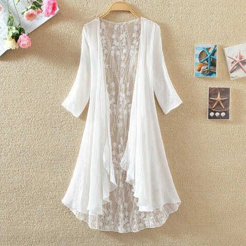 Embroidery Cardigan - Kardigan Musim Panas Pantai Liburan Boho