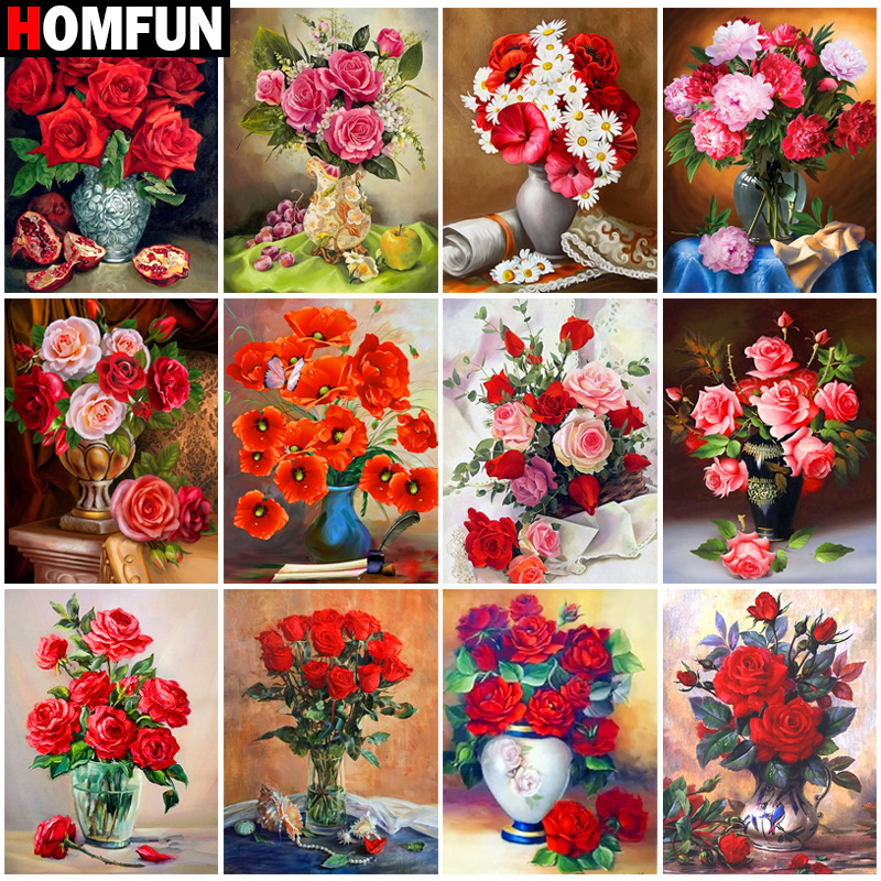Embroidery Rose Stitch - HOMFUN Kit Jahit Bordir Berlian 5D