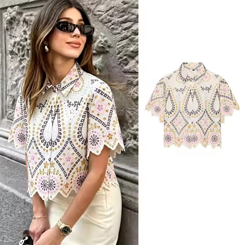 Embroidery Eyelet - PRINTKAOIR Kemeja Wanita Bordir Berlubang Model