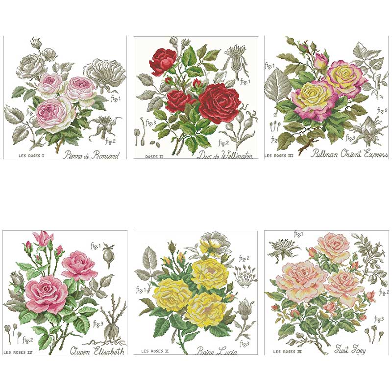 Embroidery Rose Stitch - Pola Bayangan Mawar Terhitung 11CT 14CT