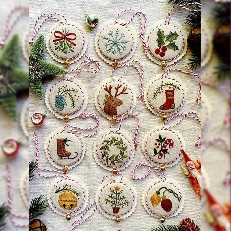 Embroidery Xmas Ornaments - Kit Bordir Natal DIY Hiasan Tangan