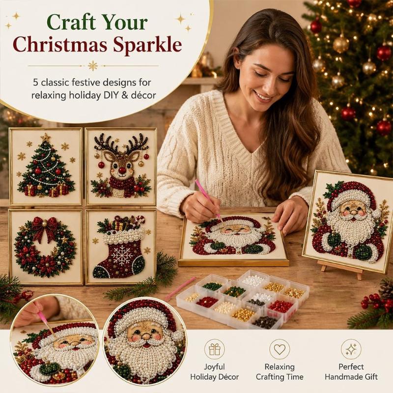 Embroidery Xmas Ornaments - Kit Sulaman Manik-manik DIY Seni Mutiara