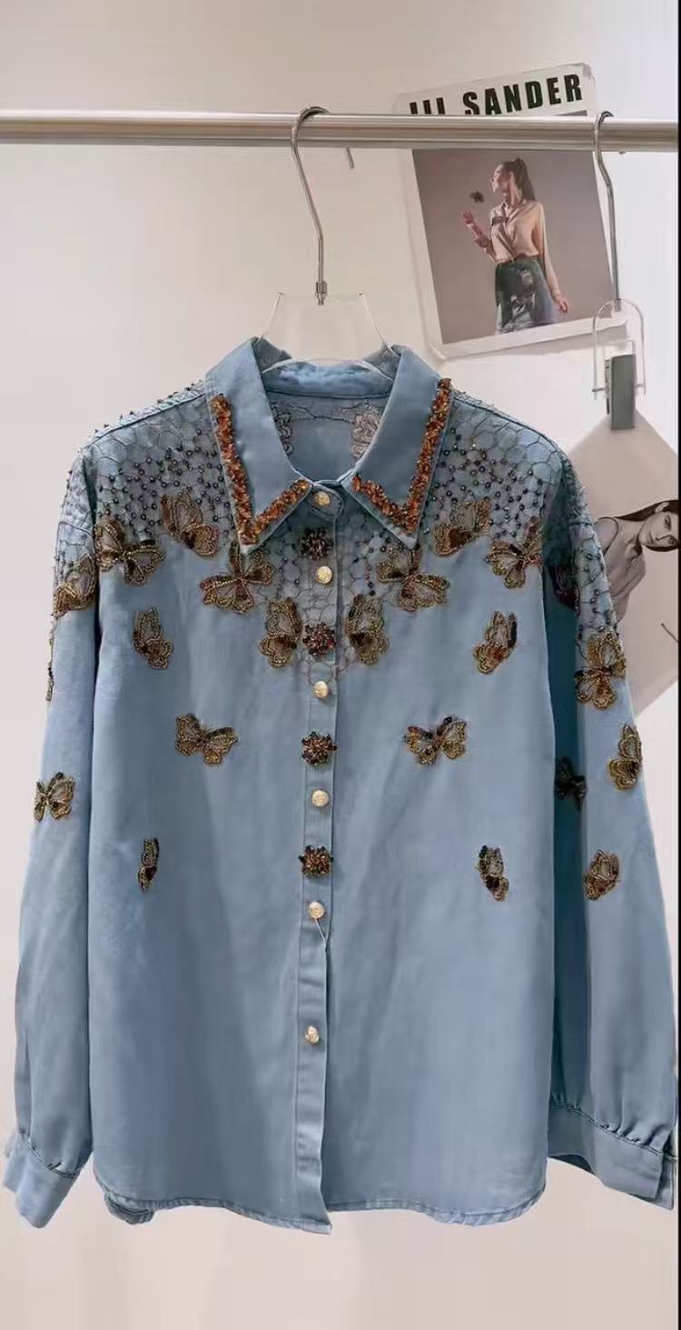 Embroidery Jacket Jeans - Jaket Denim Gaya Mewah Untuk Wanita,