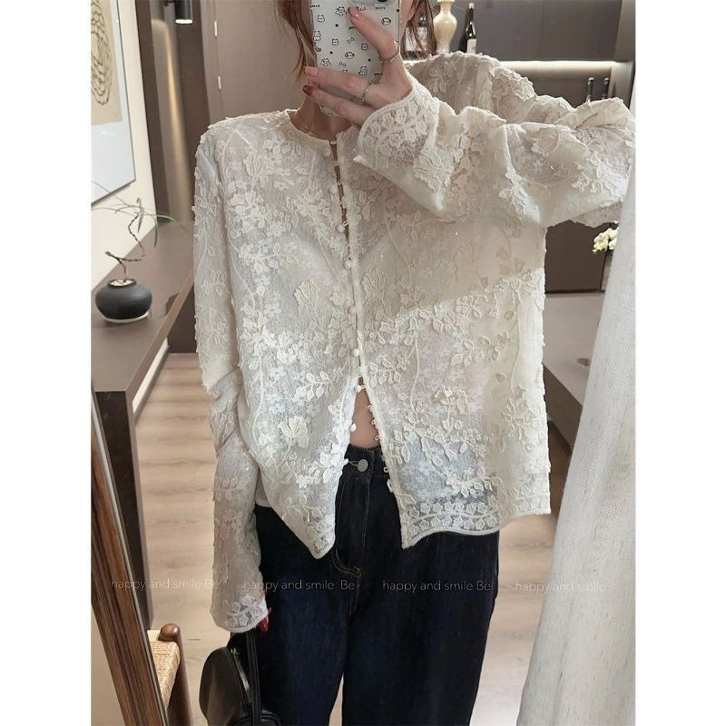 Embroidery Cardigan - Kemeja Renda Tiga Dimensi Bordir Mode