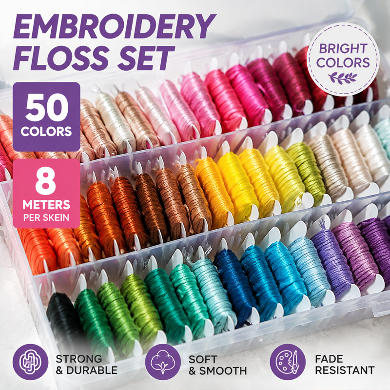 Embroidery Diy - Kit Benang Bordir 100% Katun dengan