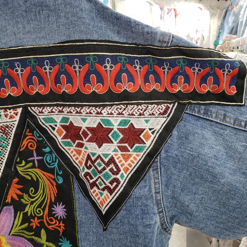 Embroidery Jacket Jeans - Jaket Denim Rumbai Payet Bordir Biru