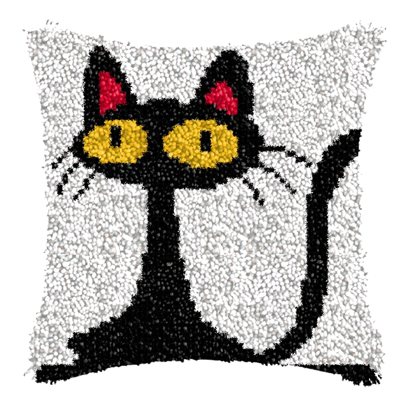 Hitam bantal kucing Smyrna pak - Printed Embroidery Kit ulasan dan harga
