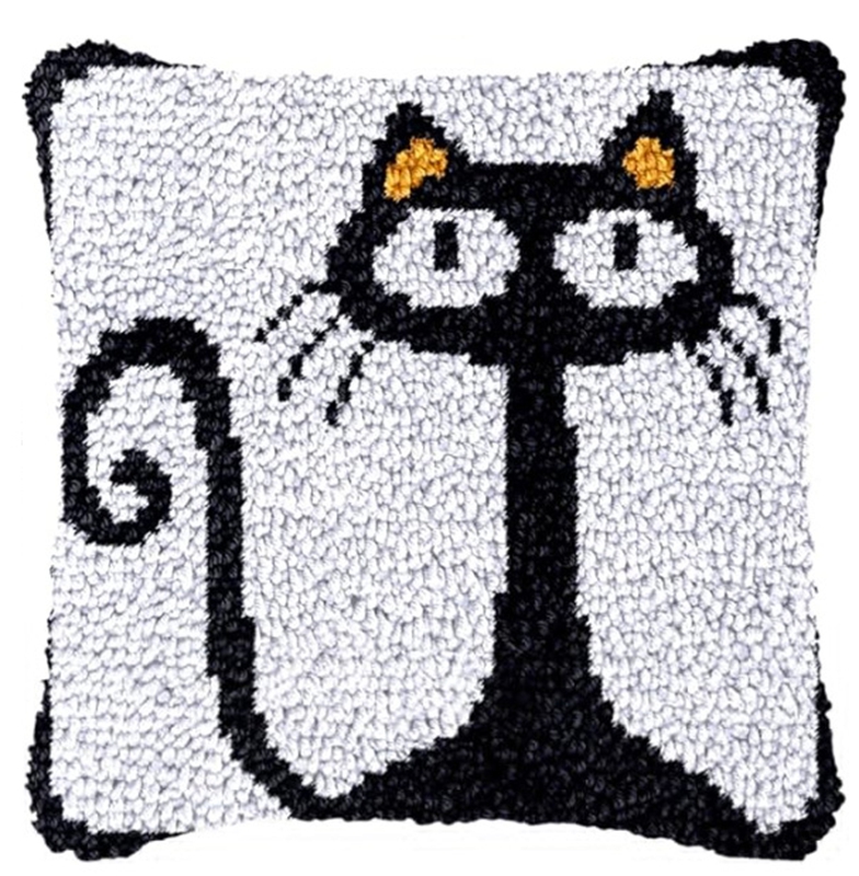 Hitam bantal kucing Smyrna pak - Printed Embroidery Kit ulasan dan harga