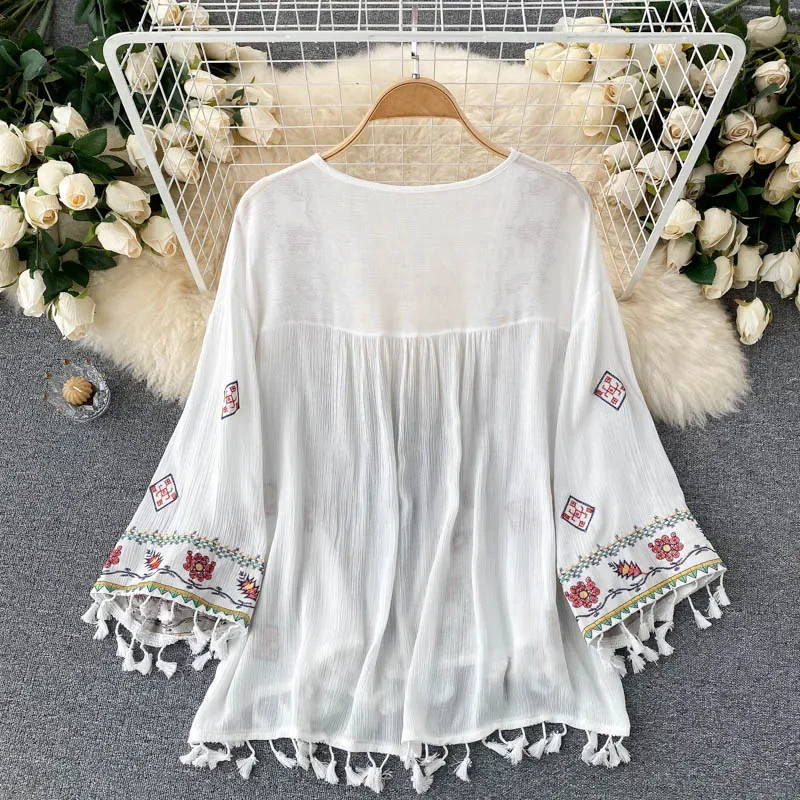 Kaus wanita musim panas, Kaus  - Embroidery Cardigan ulasan dan harga