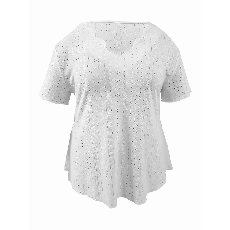 BARU-Blus Kasual Wanita Lengan - Embroidery Eyelet ulasan dan harga