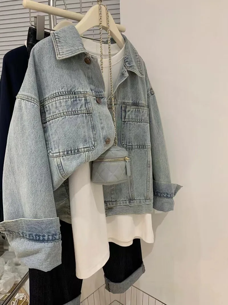 Jaket Denim Y2k katun Vintage  - Embroidery Jacket Jeans ulasan dan harga
