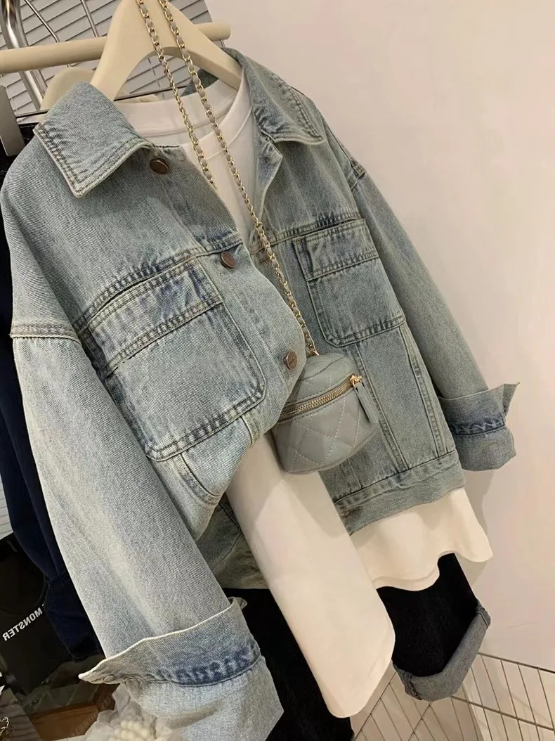 Jaket Denim Y2k katun Vintage  - Embroidery Jacket Jeans ulasan dan harga