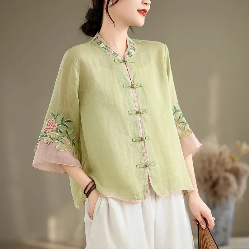 Kemeja Bordir Retro Seni Katun - Embroidery Cardigan ulasan dan harga