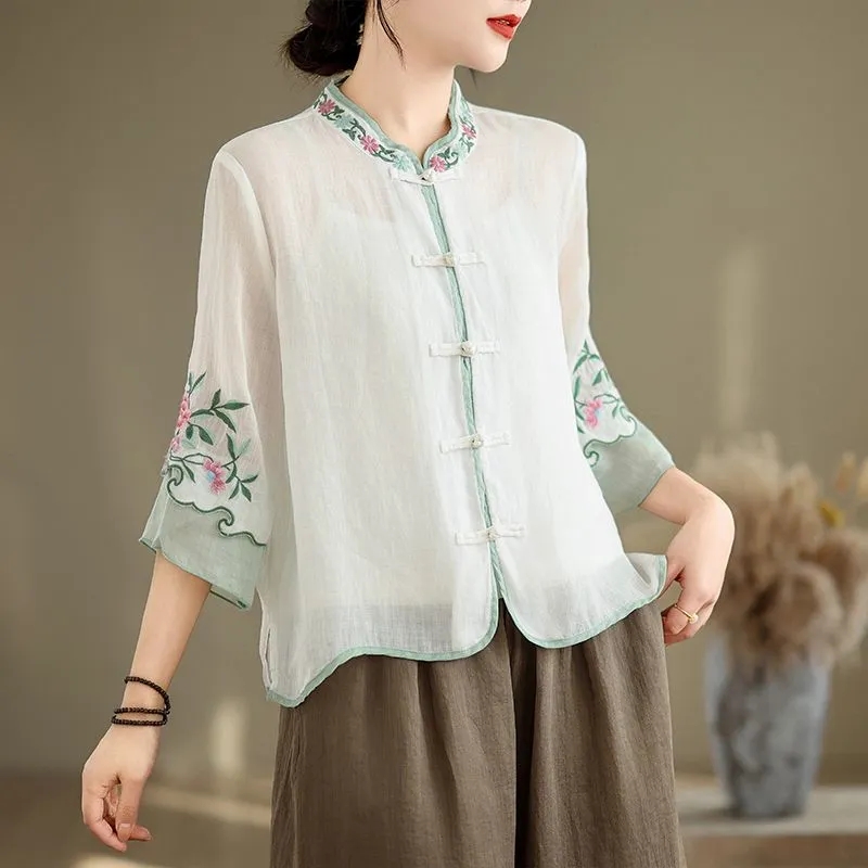 Kemeja Bordir Retro Seni Katun - Embroidery Cardigan ulasan dan harga