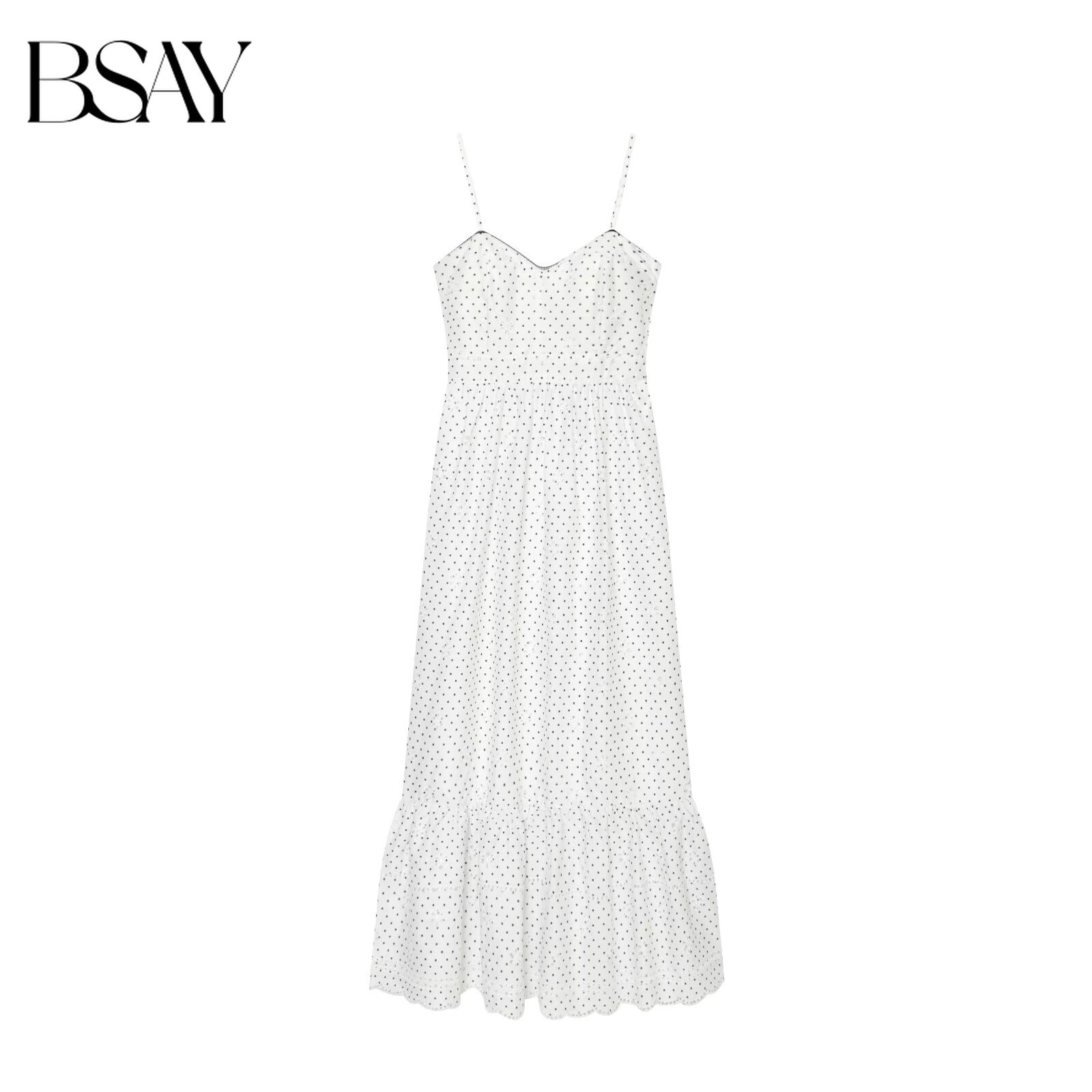 BSAY Gaun Midi Bordir Polka Do - Embroidery Eyelet ulasan dan harga