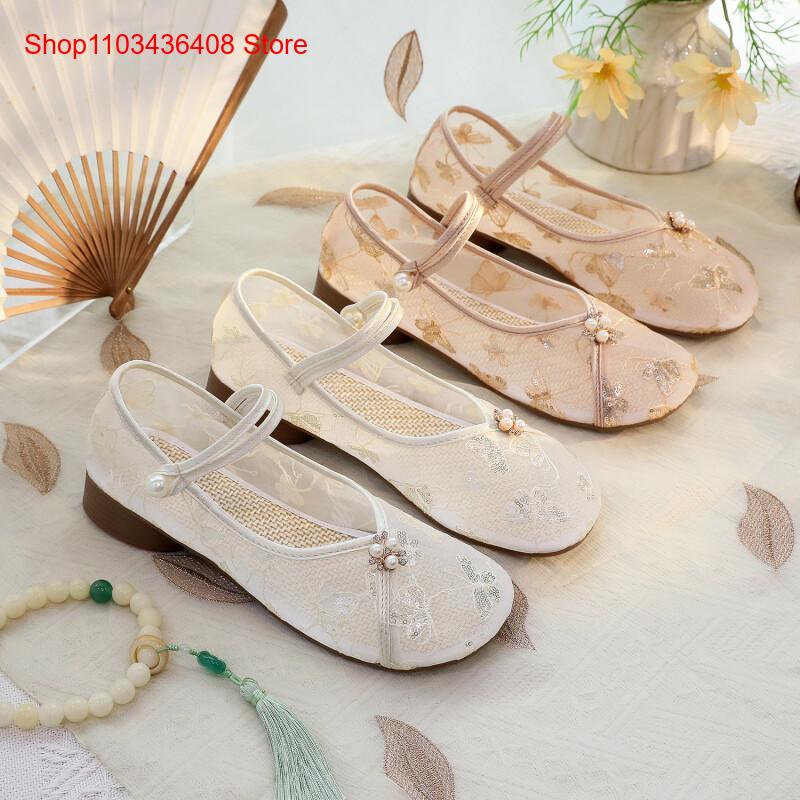 Sepatu Hak Rendah Jaring Baru  - Embroidery Canvas ulasan dan harga