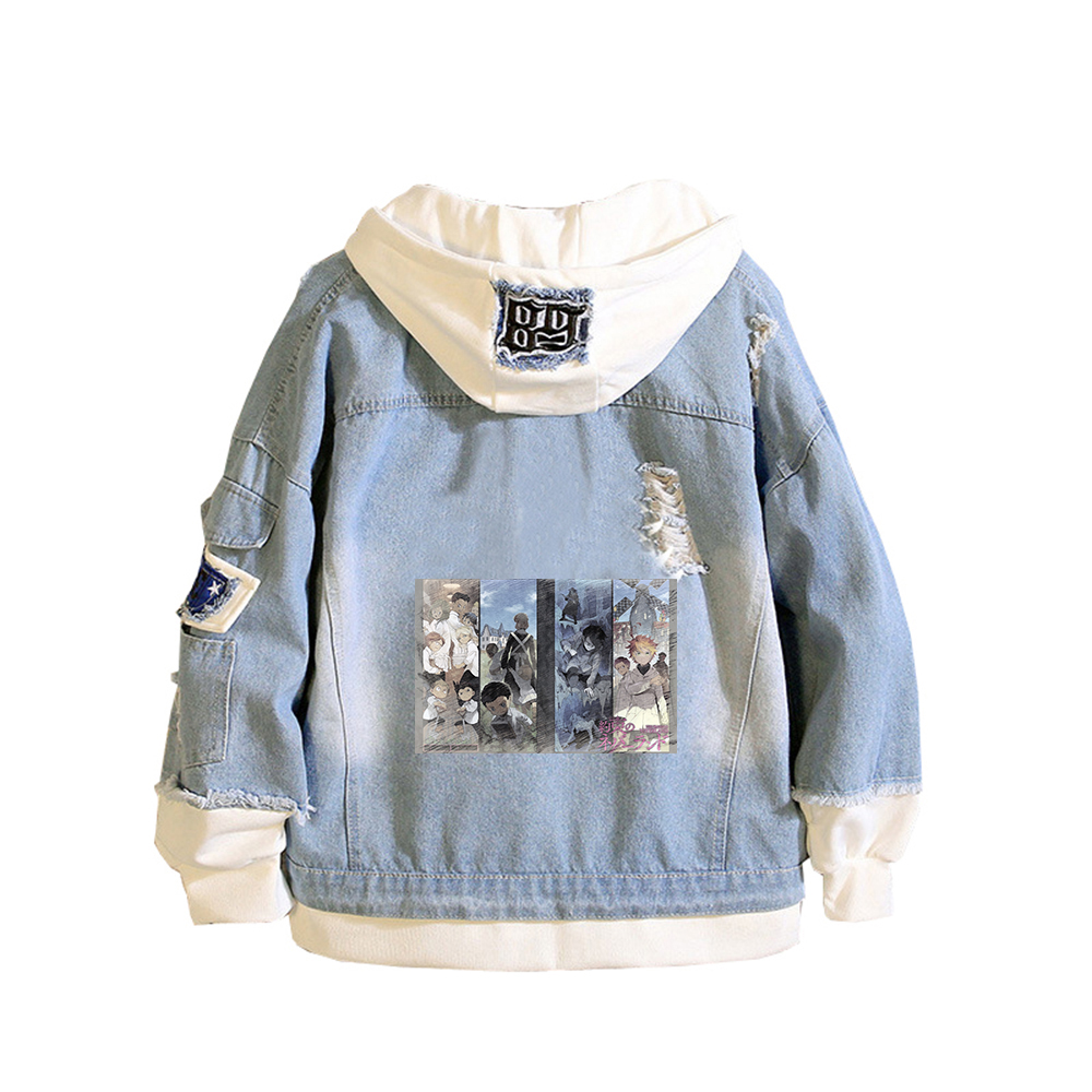 Jaket Jeans Anime Neverland ya - Embroidery Jacket Jeans ulasan dan harga