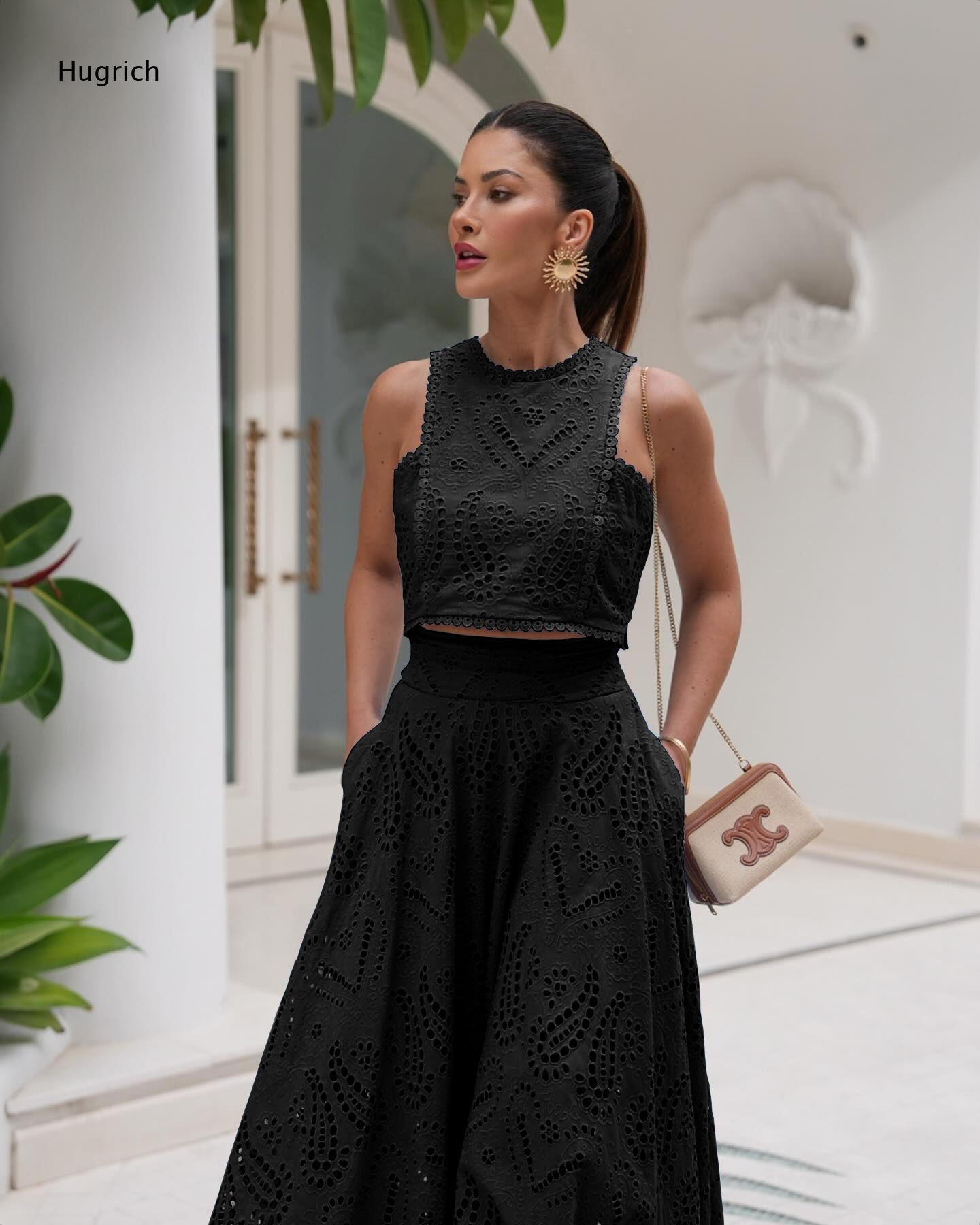 Atasan Crop Top Tanpa Lengan d - Embroidery Eyelet ulasan dan harga