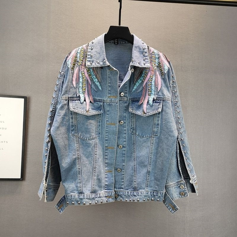 Jaket Denim wanita lengan panj - Embroidery Jacket Jeans ulasan dan harga