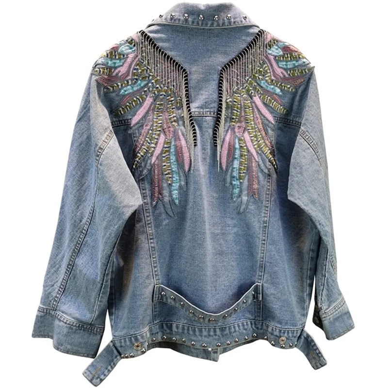 Jaket Denim wanita lengan panj - Embroidery Jacket Jeans ulasan dan harga