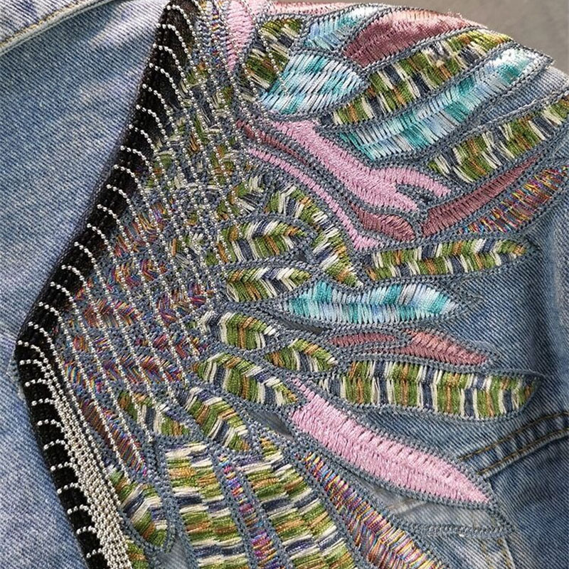 Jaket Denim wanita lengan panj - Embroidery Jacket Jeans ulasan dan harga