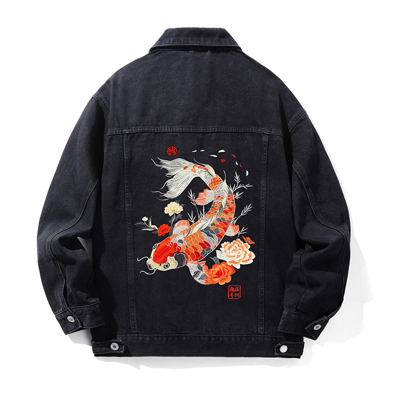 Jaket Jeans Bordir Ikan Mas Re - Embroidery Jacket Jeans ulasan dan harga
