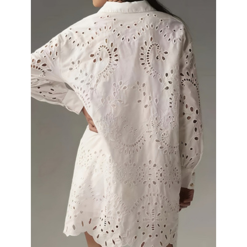Gaun kemeja bordir lubang-luba - Embroidery Eyelet ulasan dan harga