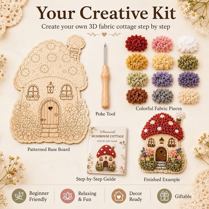 Kit DIY Seni Poke Rumah Jamur  - Embroidery Diy ulasan dan harga