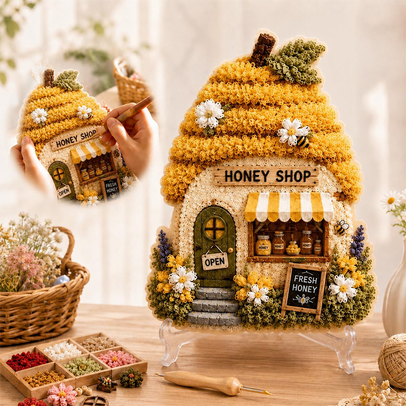 Kit DIY Seni Poke Rumah Jamur  - Embroidery Diy ulasan dan harga