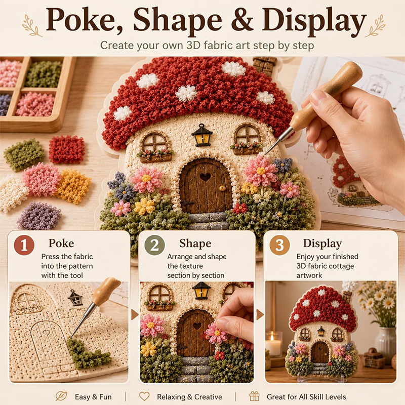 Kit DIY Seni Poke Rumah Jamur  - Embroidery Diy ulasan dan harga