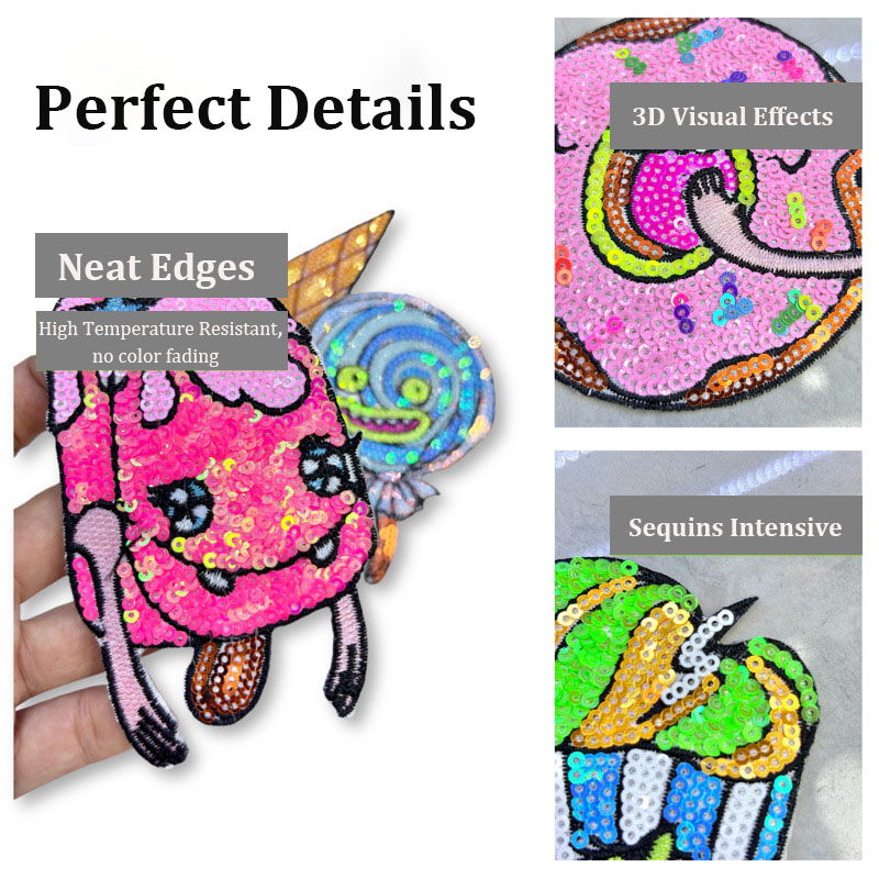 5PCS/Set Bordir Payet Donat Es - Embroidery Jacket Jeans ulasan dan harga