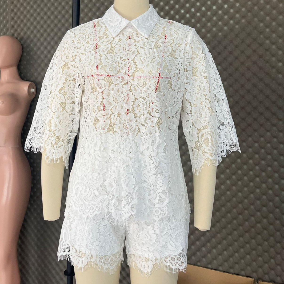Setelan Celana Pendek Bordir R - Embroidery Motif ulasan dan harga