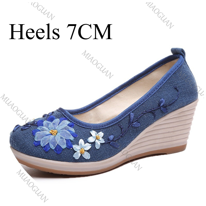 Sepatu Platform Wedge Nyaman W - Embroidery Canvas ulasan dan harga