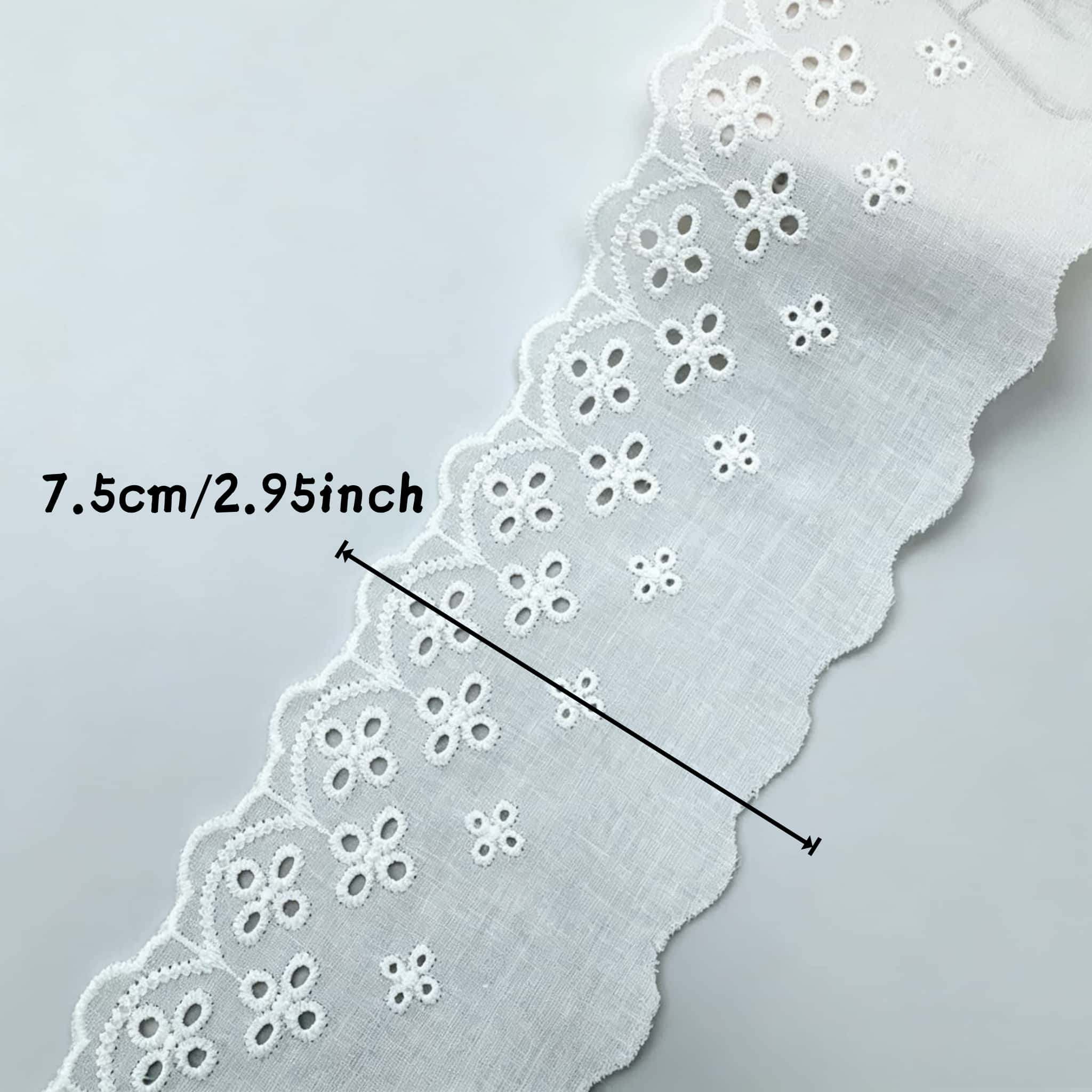 Renda Broderie Anglaise Putih  - Embroidery Eyelet ulasan dan harga