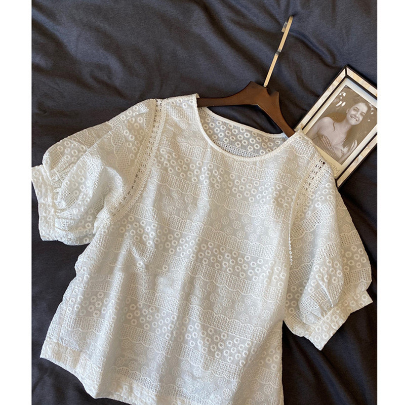 Blus Lengan Pendek Bordir Eyel - Embroidery Eyelet ulasan dan harga