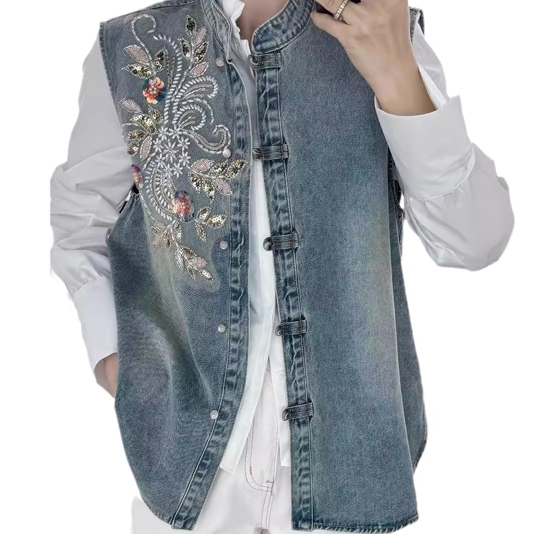 Mantel Denim Mantel Rompi Wani - Embroidery Jacket Jeans ulasan dan harga
