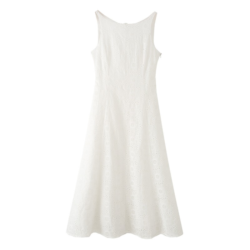 CHARMCHANT Gaun Midi Wanita Ta - Embroidery Eyelet ulasan dan harga